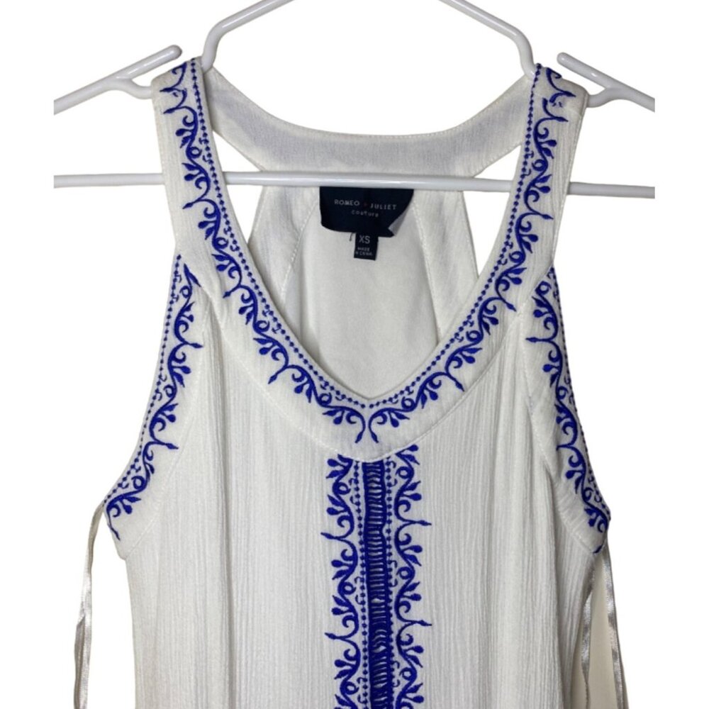 Romeo + Juliet Couture White & Blue Embroidered Maxi Dress XS - Picture 2 of 9